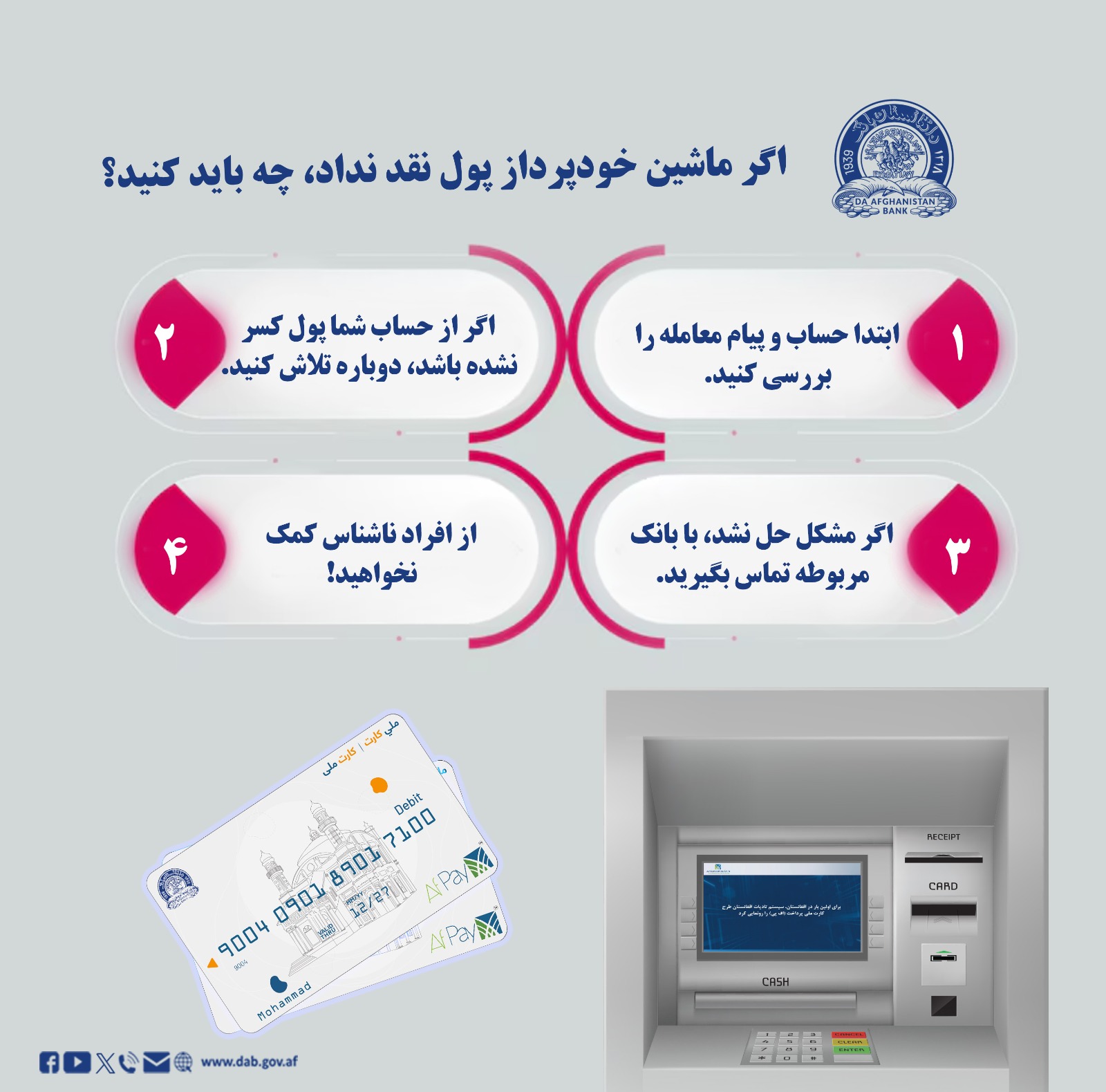 اگر ماشین خودپرداز پول نقد نداد، چه باید کنید؟