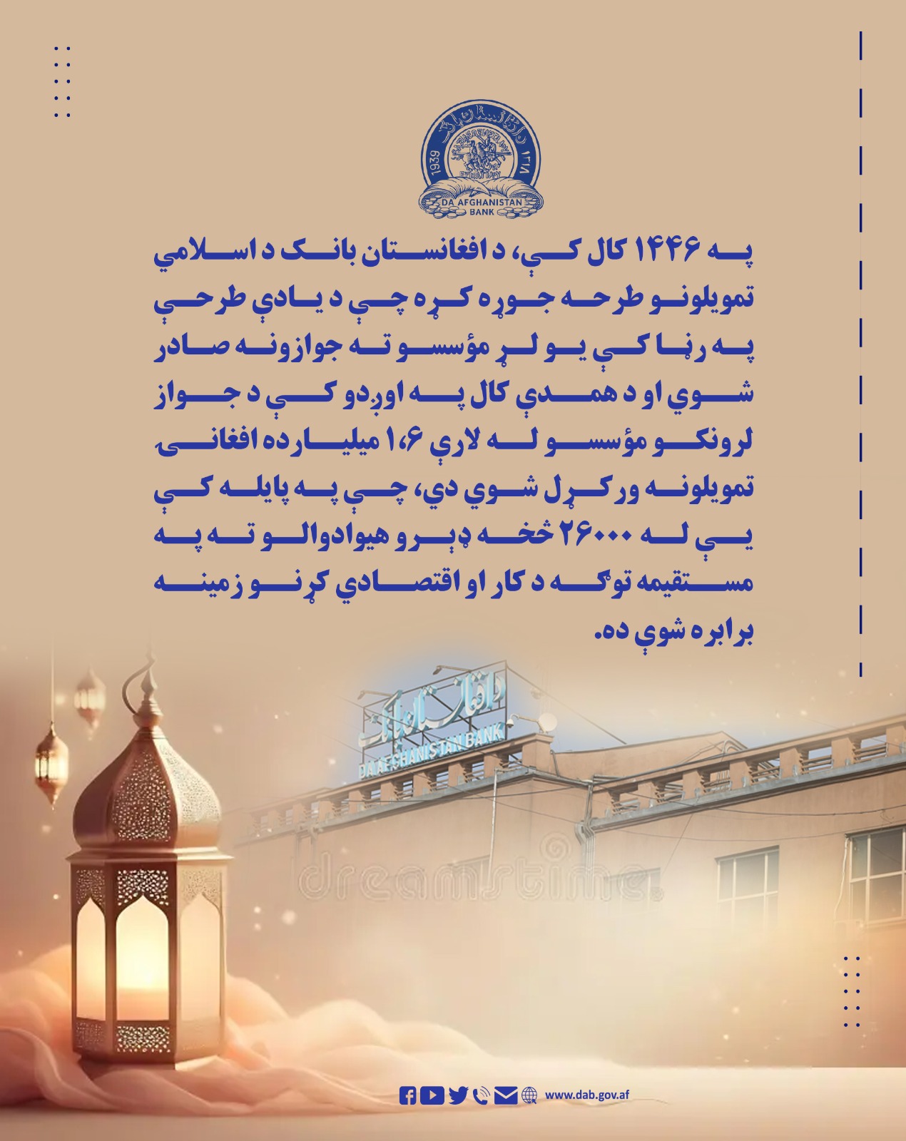 په ۱۴۴۶ کال کې، د افغانستان بانک د اسلامي تمویلونو طرحه جوره کړه کړه چې د یادې طرحې په رڼا کې یو لړ موسسو ته جوازونه صادر شوي