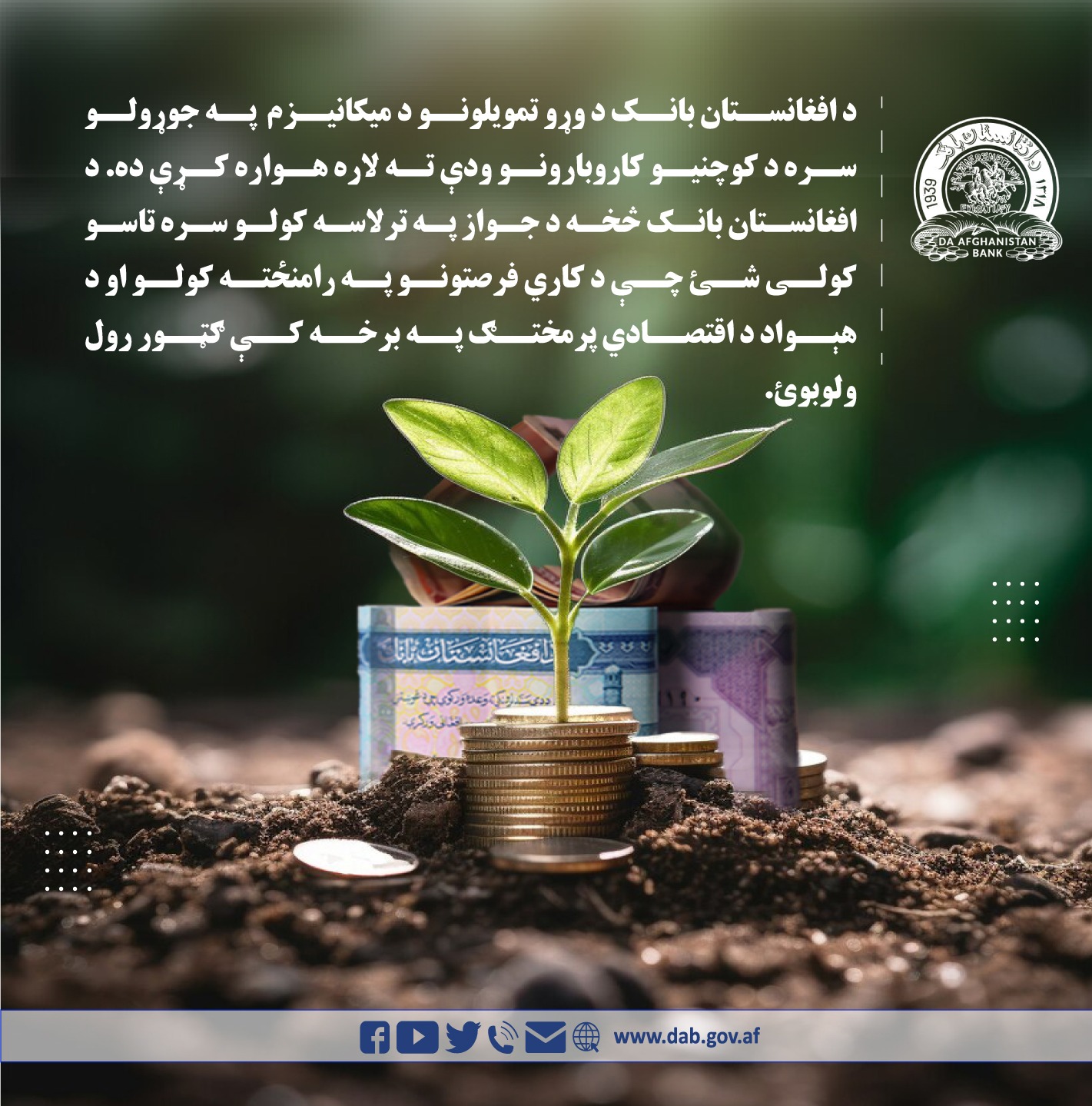 د افغانستان بانک د وړو تمویلونو میکانیزم په جوړول سره د کوچنیو کارو بارونو ودې